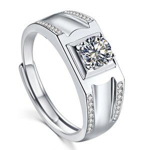 Certified 1ct. t.w. Diamond Moissanite Mens Engagement Ring NEW